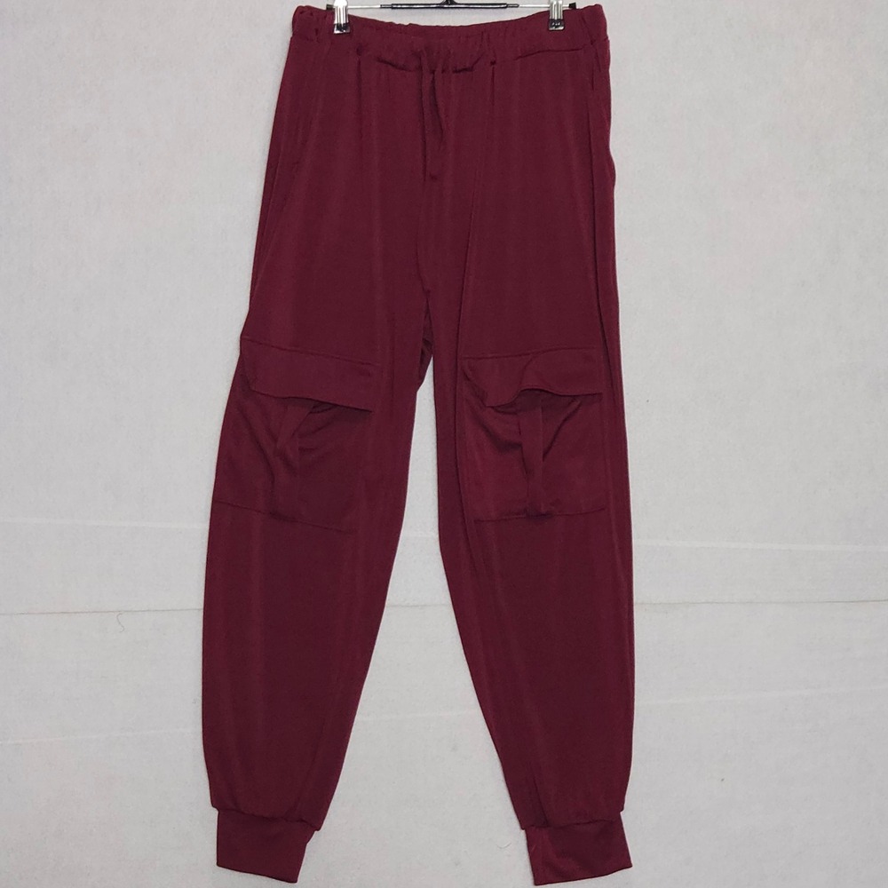 SHEIN‎ Curve Cargo Joggers Womens 2XL Burgundy Excellent Drawstring Pockets